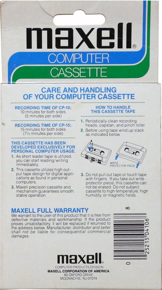 2 pack Maxell CP 15 Computer Cassette 1985 USA
