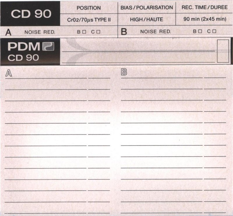Compact Cassette PDM CD 90 Type II Chrome 1987 Europe