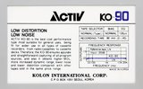 Compact Cassette Activ KO 90 Type I Normal 1986 South Korea