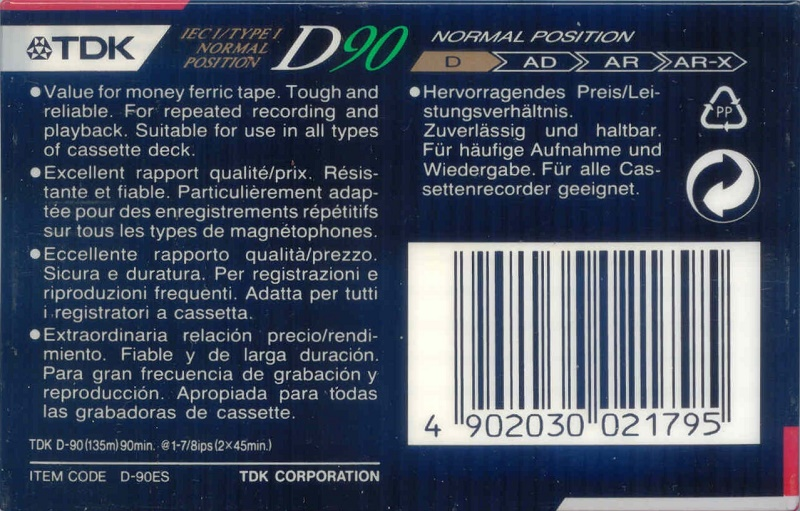 Compact Cassette: TDK  - D 90