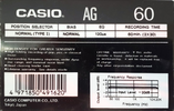 Compact Cassette Casio AG 60 Type I Normal 1990 Europe, USA