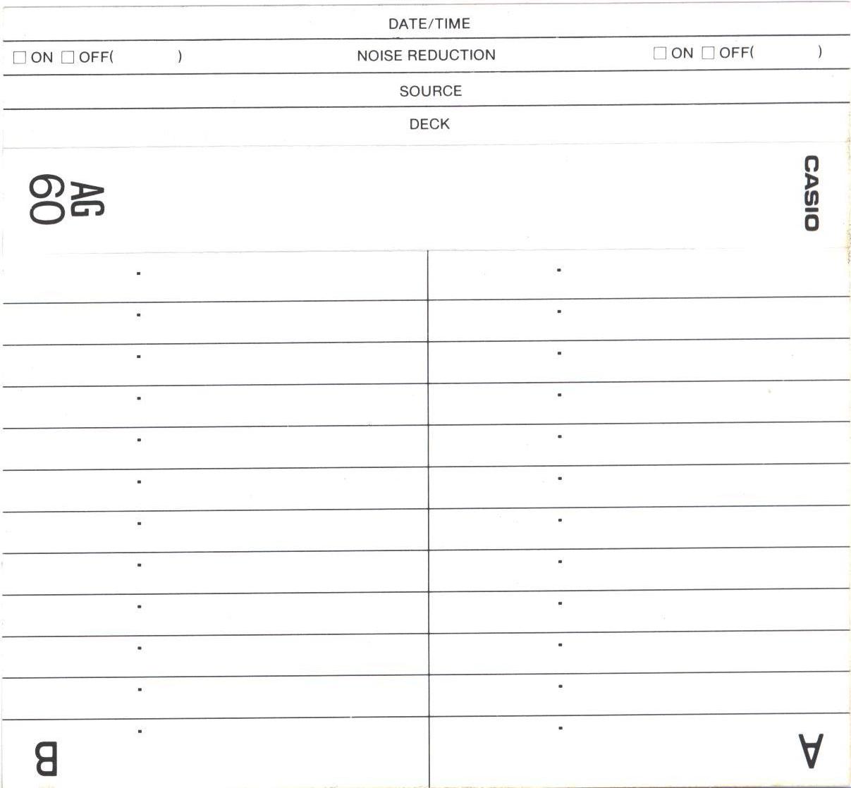 Compact Cassette: GoldStar / LG Casio - AG 60