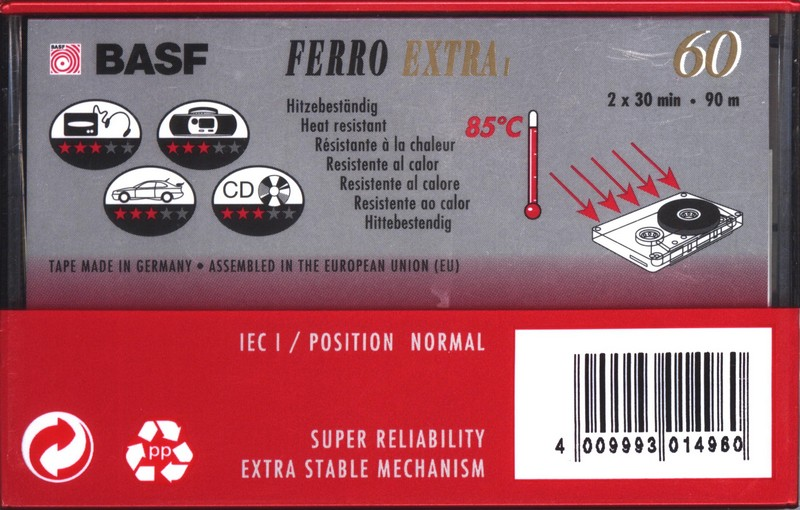 Compact Cassette BASF Ferro Extra I 60 Type I Normal 1994 Europe