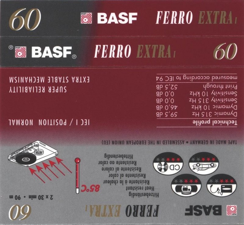 Compact Cassette BASF Ferro Extra I 60 Type I Normal 1994 Europe