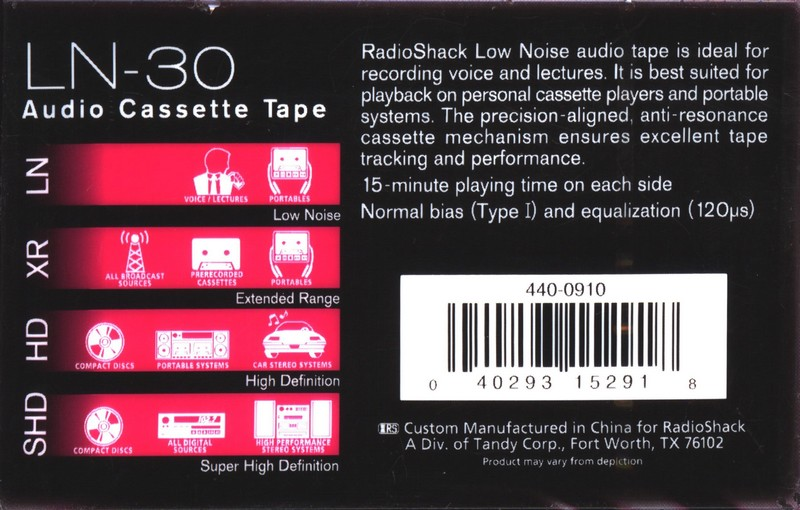 Compact Cassette: Realistic Radio Shack -  30