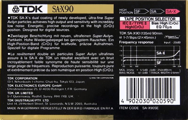 Compact Cassette: TDK  - SA-X 90