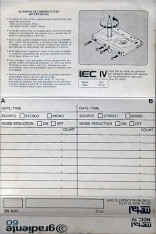 Compact Cassette Gradiente 60 Type IV Metal Latin America