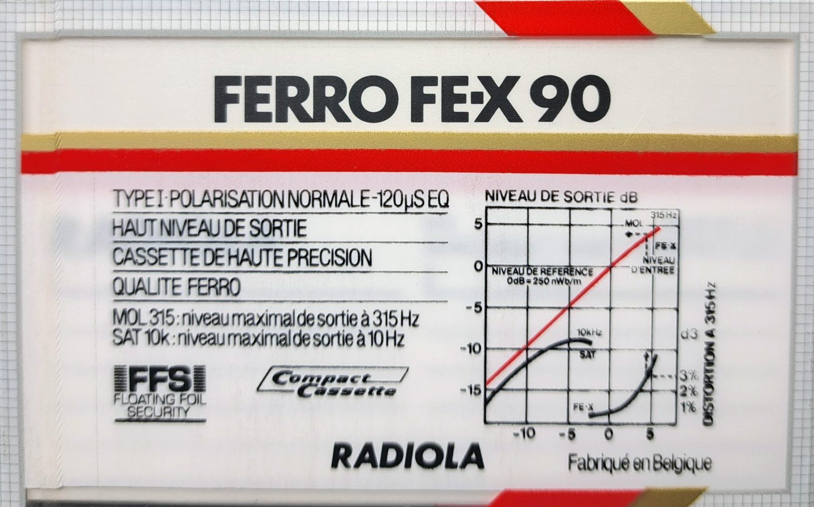 Compact Cassette Radiola FE-X 90 Type I Normal 1985 Europe