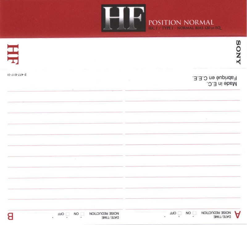 Compact Cassette Sony HF 46 Type I Normal 1996 Europe