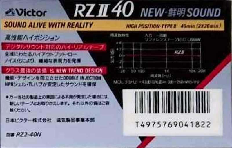 Compact Cassette Victor RZII 40 "RZ2-40N" Type II Chrome 1990 Japan