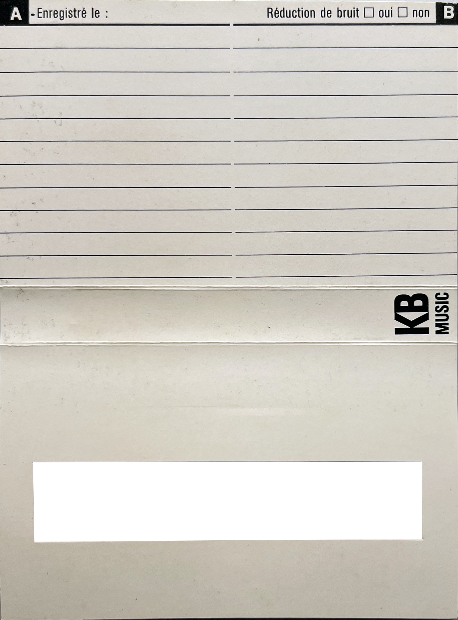 Compact Cassette KB Music HF 100 "Special casque" Type I Normal 1984 France