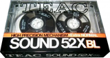 Compact Cassette Teac SOUND 52X 52 "52XBL" Type I Normal 1986 USA
