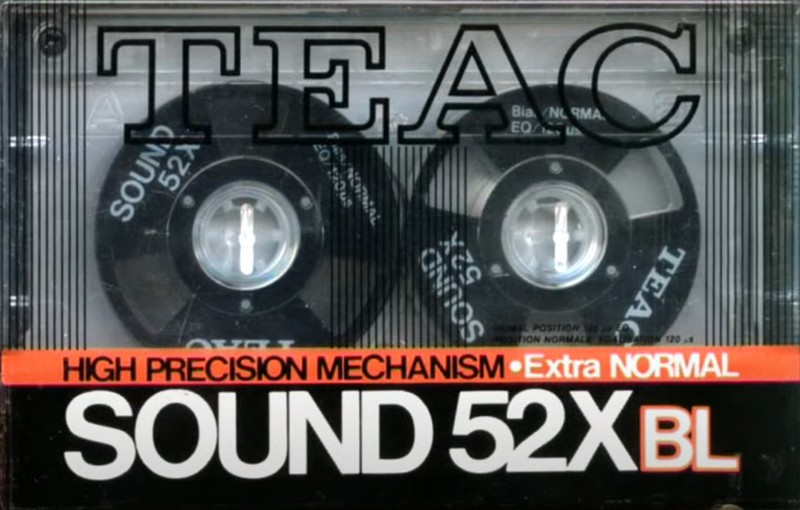 Compact Cassette Teac SOUND 52X 52 "52XBL" Type I Normal 1986 USA