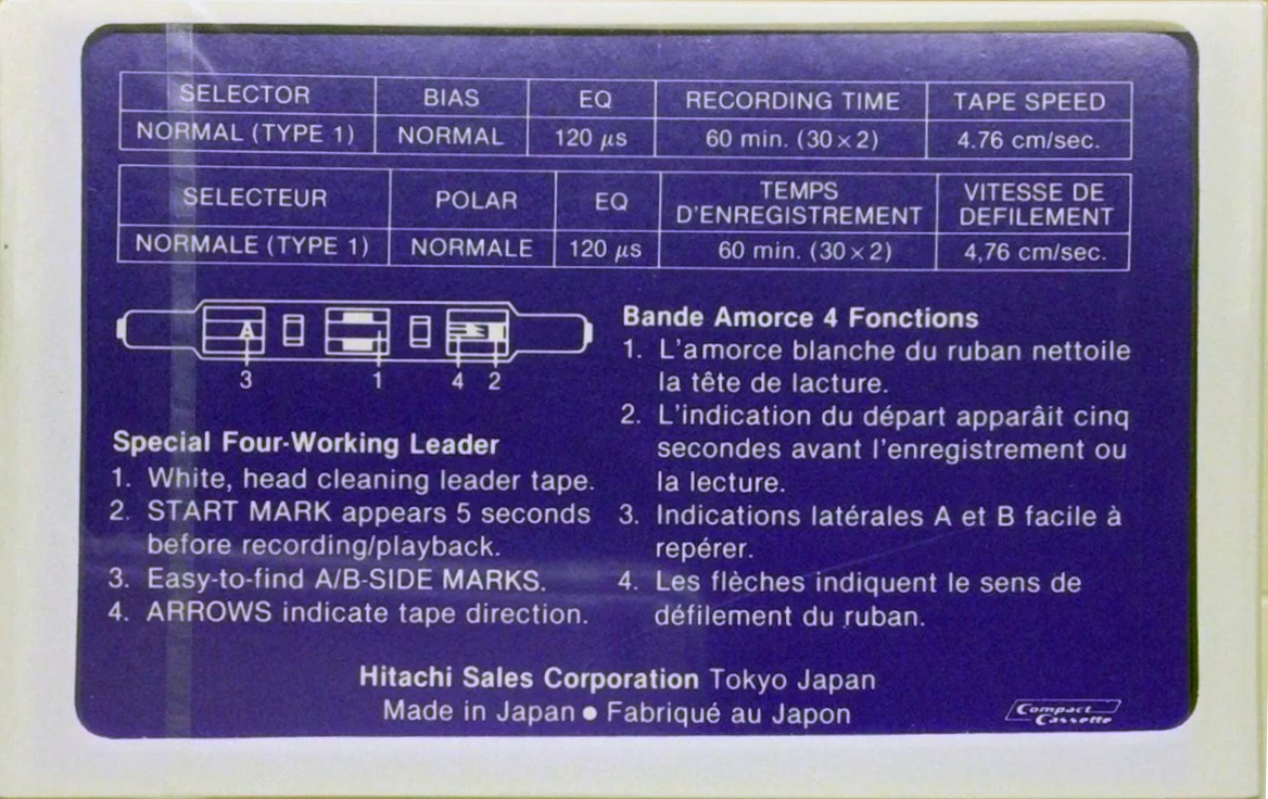 Compact Cassette Hitachi DL 60 Type I Normal 1984 Europe