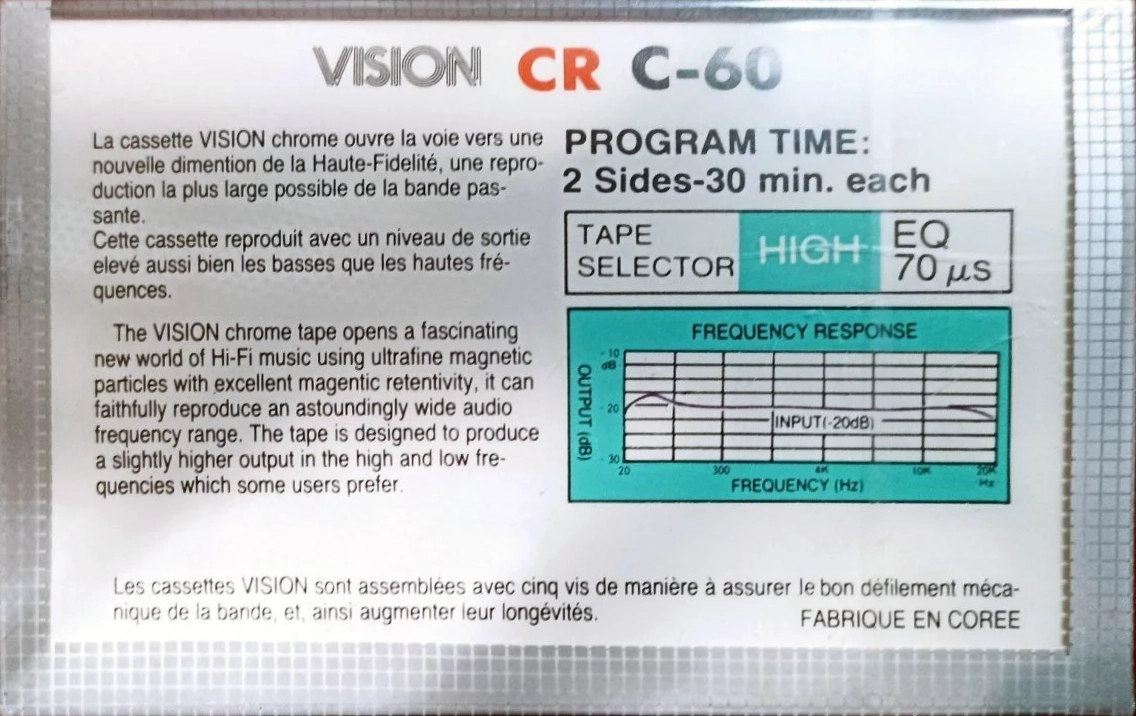 Compact Cassette Vision CR 60 Type II Chrome 1982 Europe