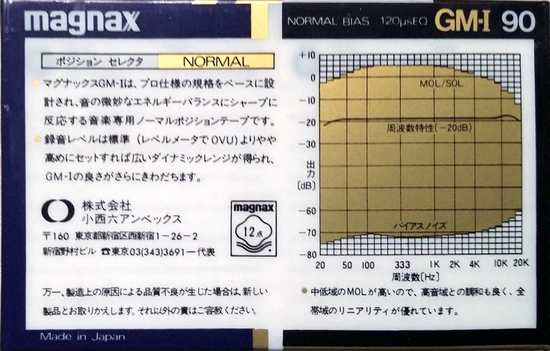 Compact Cassette Magnax GM-I 90 "Grand Master I" Type I Normal 1982 Japan