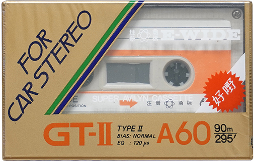 Compact Cassette E-Wide GT-II 60 "For Car Stereo" Type I Normal 1988 China