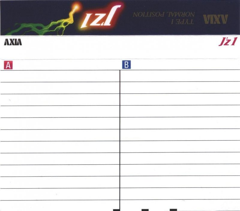 Compact Cassette AXIA J`z 1 54 "JZ1B 54" Type I Normal 1993 Japan