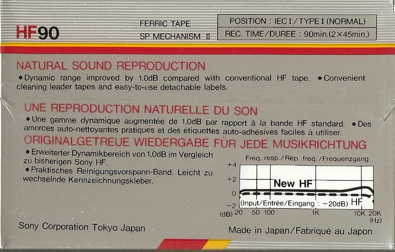 3 pack Sony HF 90 Type I Normal 1986 Europe