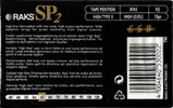 Compact Cassette RAKS SP 60 "SP 2" Type II Chrome 1996 Europe