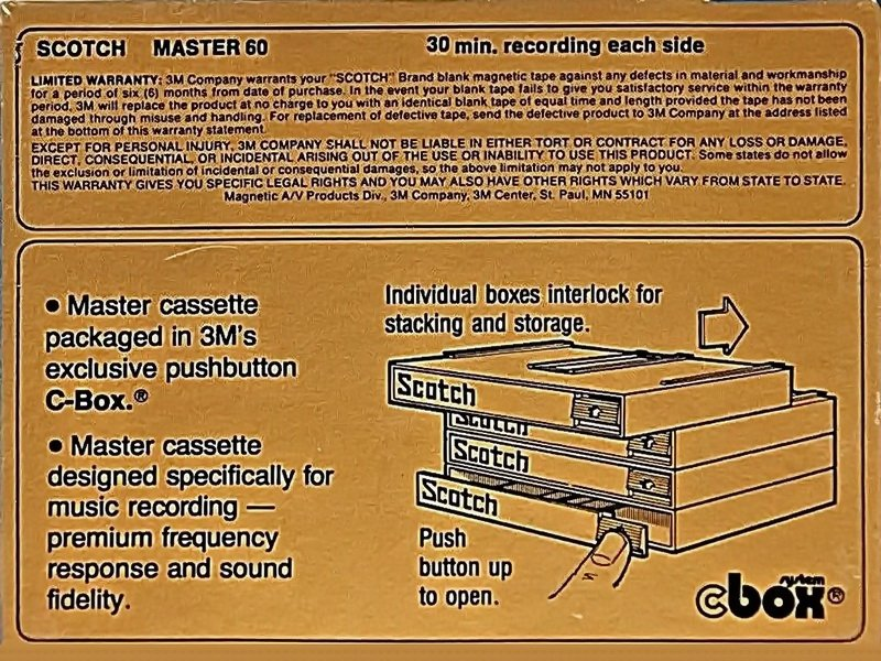 Compact Cassette Scotch Master 60 Type I Normal 1977 USA