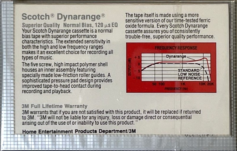 Compact Cassette Scotch Dynarange 90 Type I Normal 1982 USA
