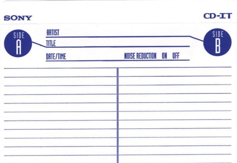 Compact Cassette Sony CD-IT 74 "C-74CDIT2" Type II Chrome 1992 North America