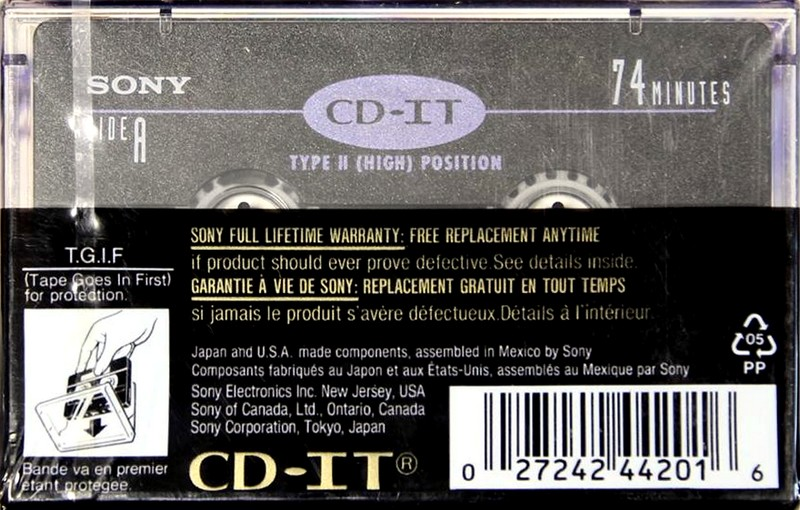 Compact Cassette: Sony  - CD-IT 74