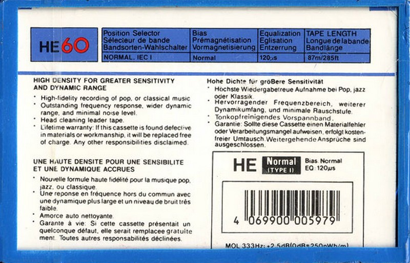Compact Cassette Master 60 Type I Normal 1978 Germany