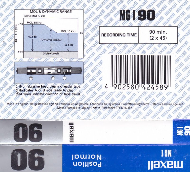 Compact Cassette Maxell MG 90 "MG I" Type I Normal 1996 Europe