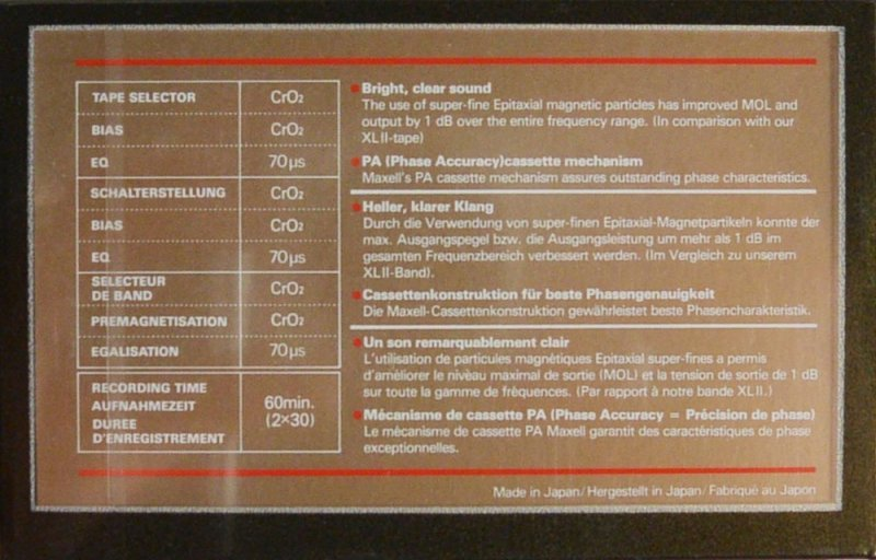 Compact Cassette: Maxell / Hitachi Maxell - XLII-S 60