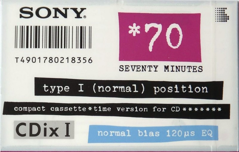 Compact Cassette Sony CDix I 70 "C-70CDX1a" Type I Normal 1992 Japan
