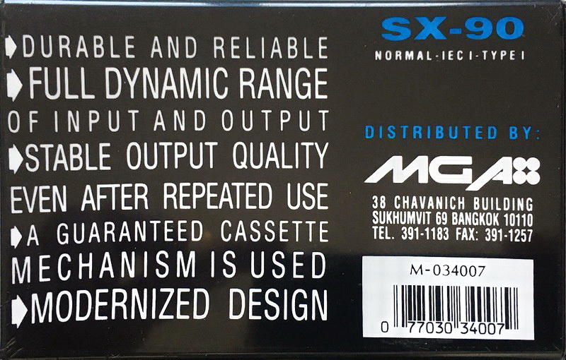 Compact Cassette MGA SX 90 Type I Normal Thailand