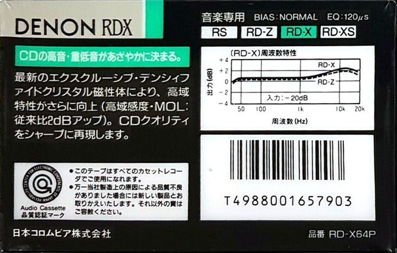 Compact Cassette Denon RD-X 64 "RD-X64P" Type I Normal 1989 Japan