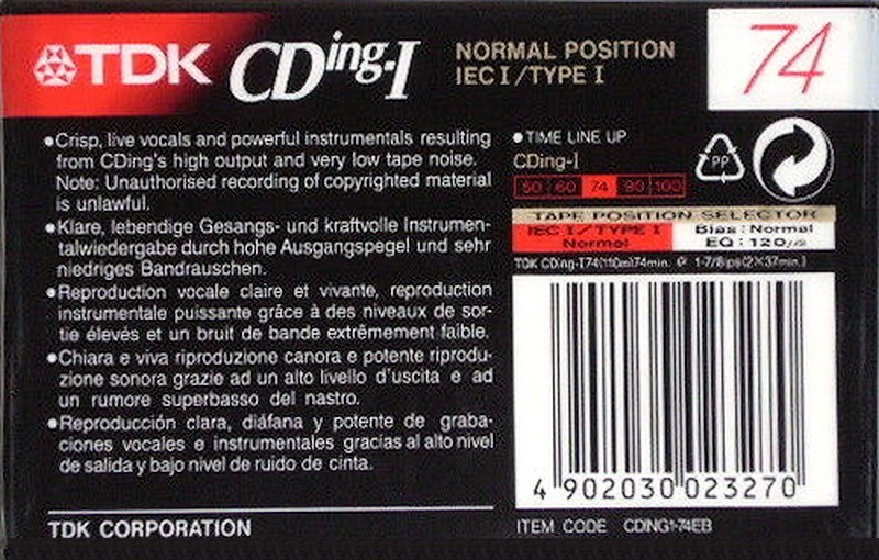 Compact Cassette: TDK  - CDing-I 74