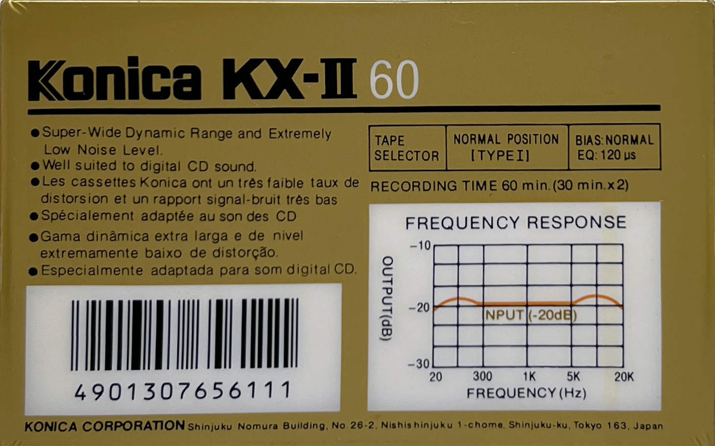 Compact Cassette Konica KX-II 60 Type I Normal 1987 Europe