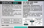 Compact Cassette Denon DX1 60 Type I Normal 1992 North America