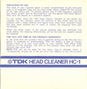 Compact Cassette TDK "HC-1" Cleaning Cassette Europe, USA
