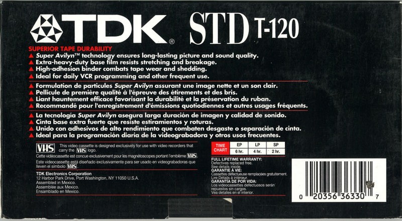 VHS, Video Home System: TDK  - STD 120