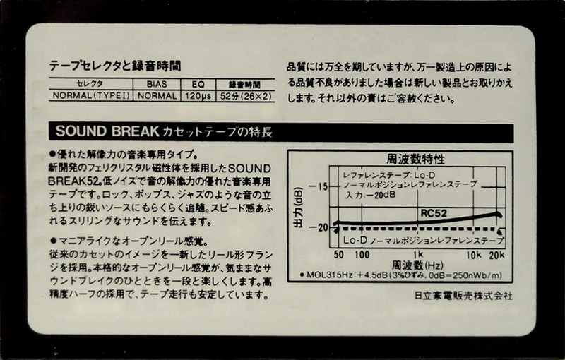 Compact Cassette: Maxell / Hitachi Hitachi - Sound Break 52