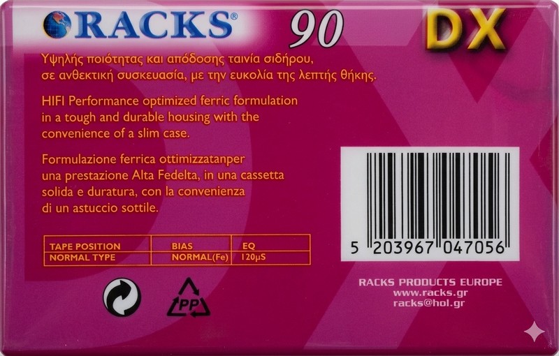 Compact Cassette Racks 90 "DX" Type I Normal Europe