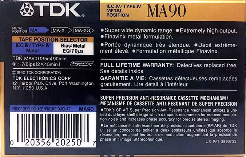 Compact Cassette: TDK  - MA 90