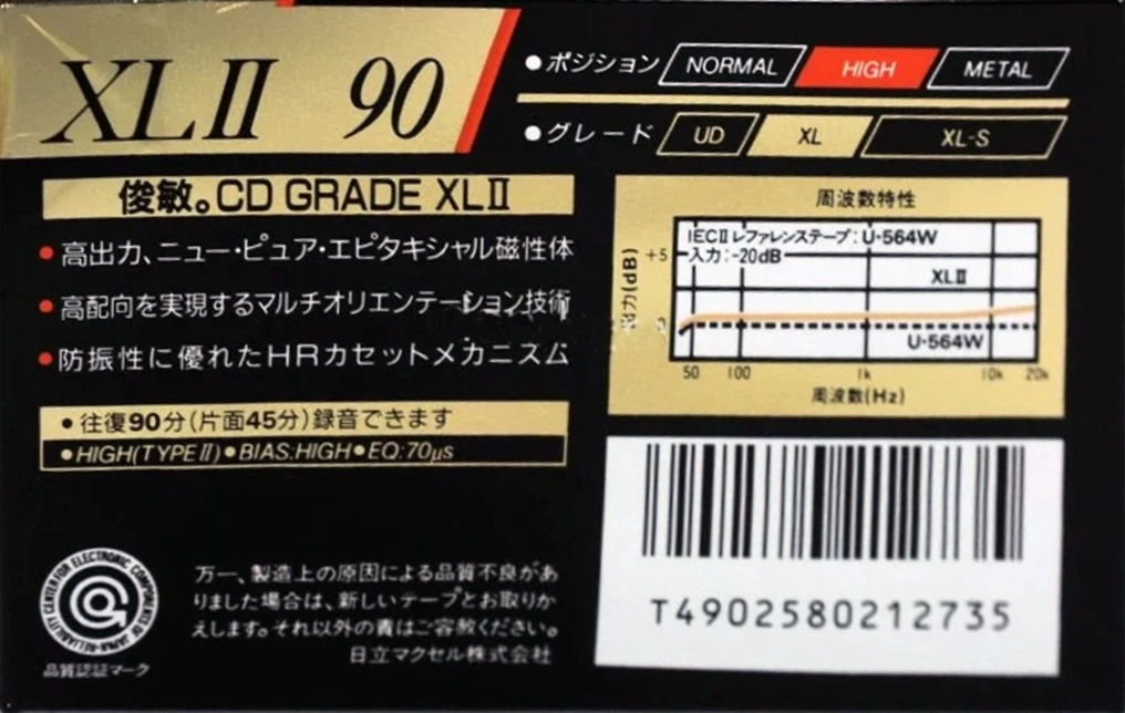 Compact Cassette Maxell XLII 90 Type II Chrome 1990 Japan