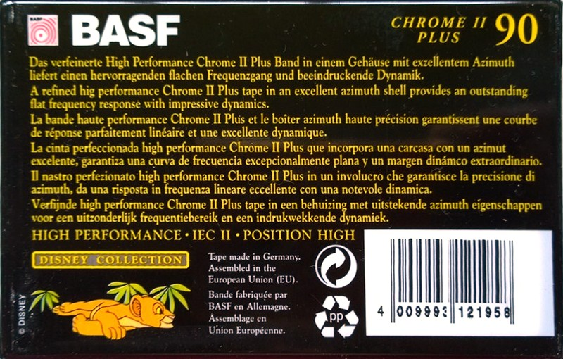 Compact Cassette BASF Chrome II Plus 90 "The Lion King Edition I" Type II Chrome 1995 Europe