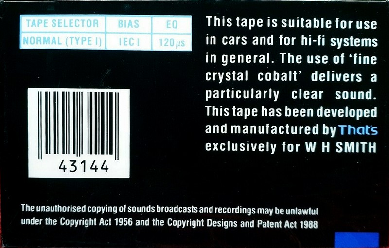 Compact Cassette WH SMITH 90 Type I Normal 1991 UK