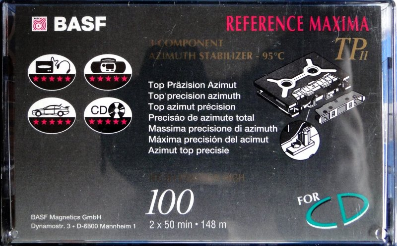 Compact Cassette BASF TP II Reference Maxima 100 Type II Chrome 1995 Europe