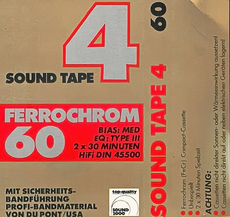 Compact Cassette Sound 2000 Sound Tape 4 60 "Ferrochrom" Type III Ferro Chrome 1978 Germany