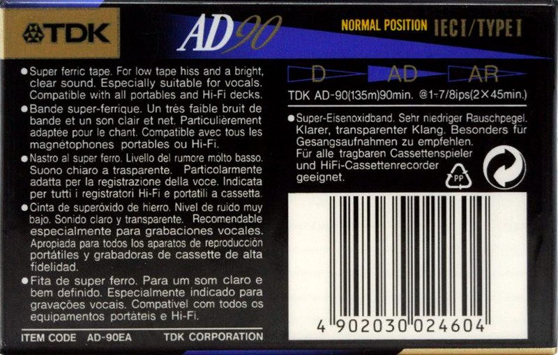 Compact Cassette: TDK  - AD 90