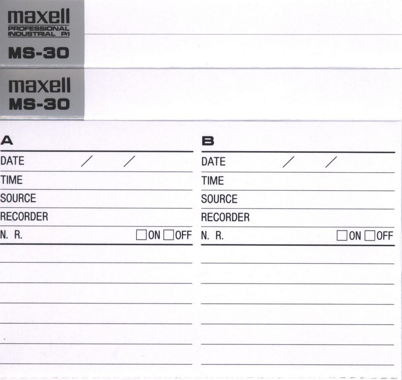 Compact Cassette: Maxell / Hitachi Maxell - Studio Tape MS 30