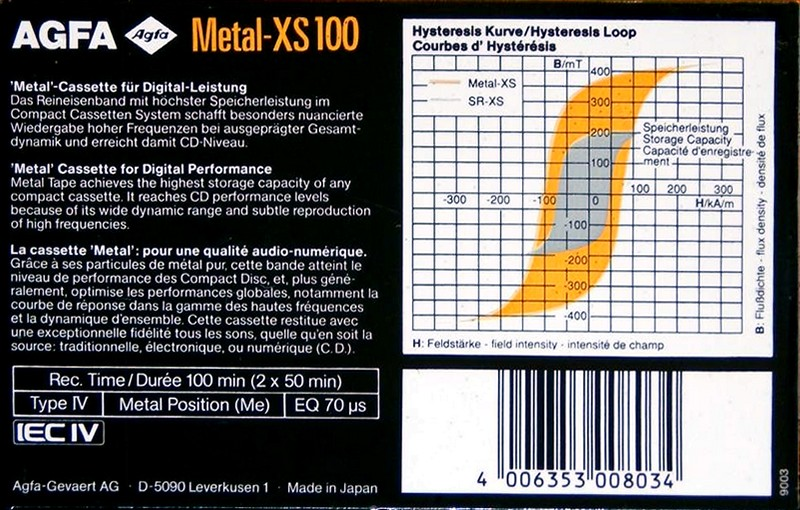 Compact Cassette: Unknown AGFA - Metal-XS 100